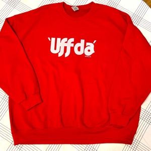 Vintage Red “Uff da” sweatshirt✨Unisex 2XL✨Classic Minnesota✨Retro✨Ironic
